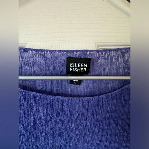 EILEEN FISHER DARK PURPLE Women's Linen Top. - Picture 3 of 10